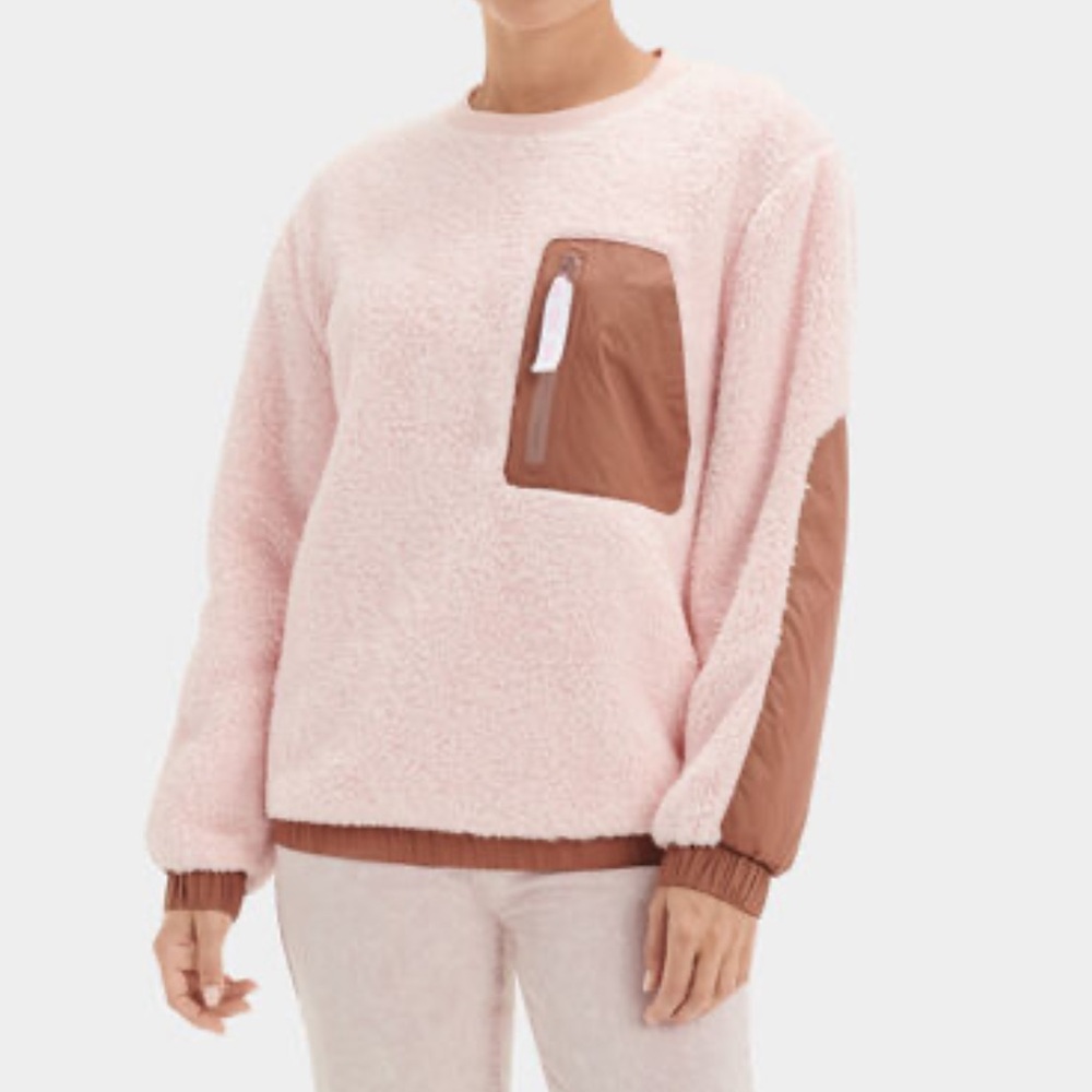UGG Niko Sherpa Crewneck Pullover Lotus Blossom Fleece Teddy pullover Sweatshirt